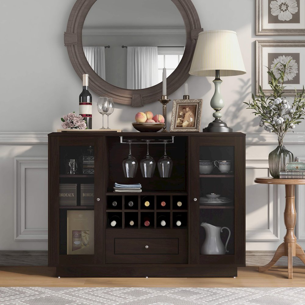 Bormie Contemporary Wood Multi-Storage Buffet in Espresso. Picture 4