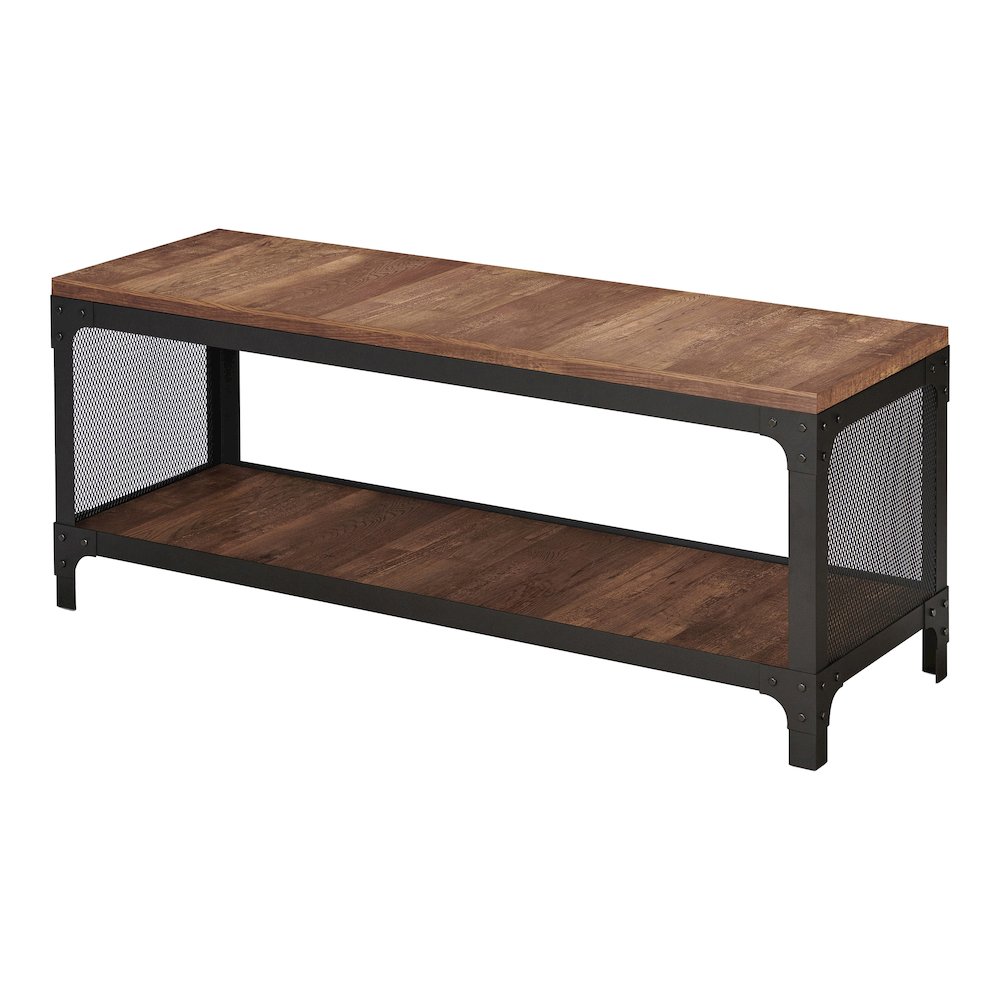 Herk Industrial Wood Multi Purpose Bench in Reclaimed Oak. Picture 1