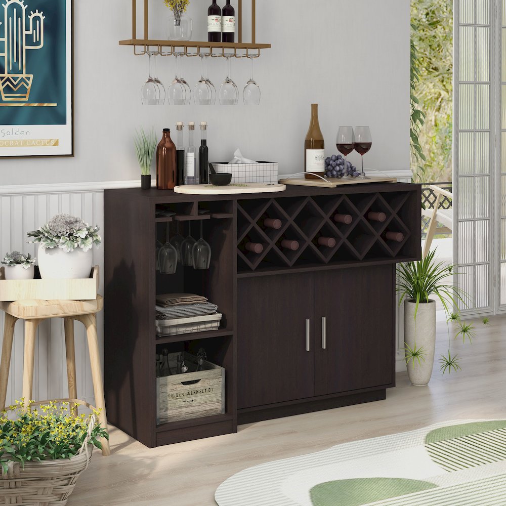 Derick Wood Multi-Storage Buffet Cabinet in Espresso. Picture 4