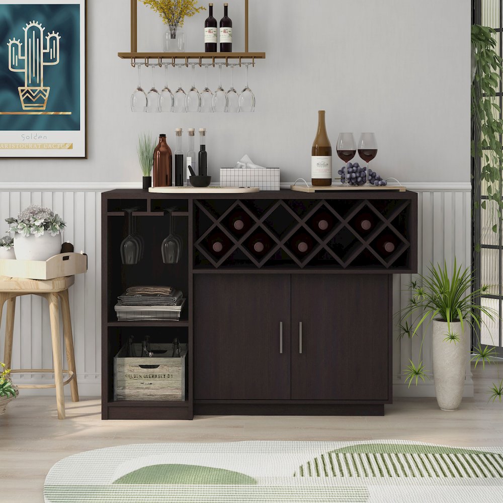 Derick Wood Multi-Storage Buffet Cabinet in Espresso. Picture 5
