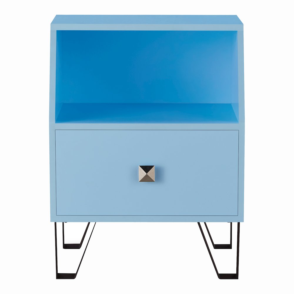 Jilah Modern Wood Storage End Table in Light Blue. Picture 3