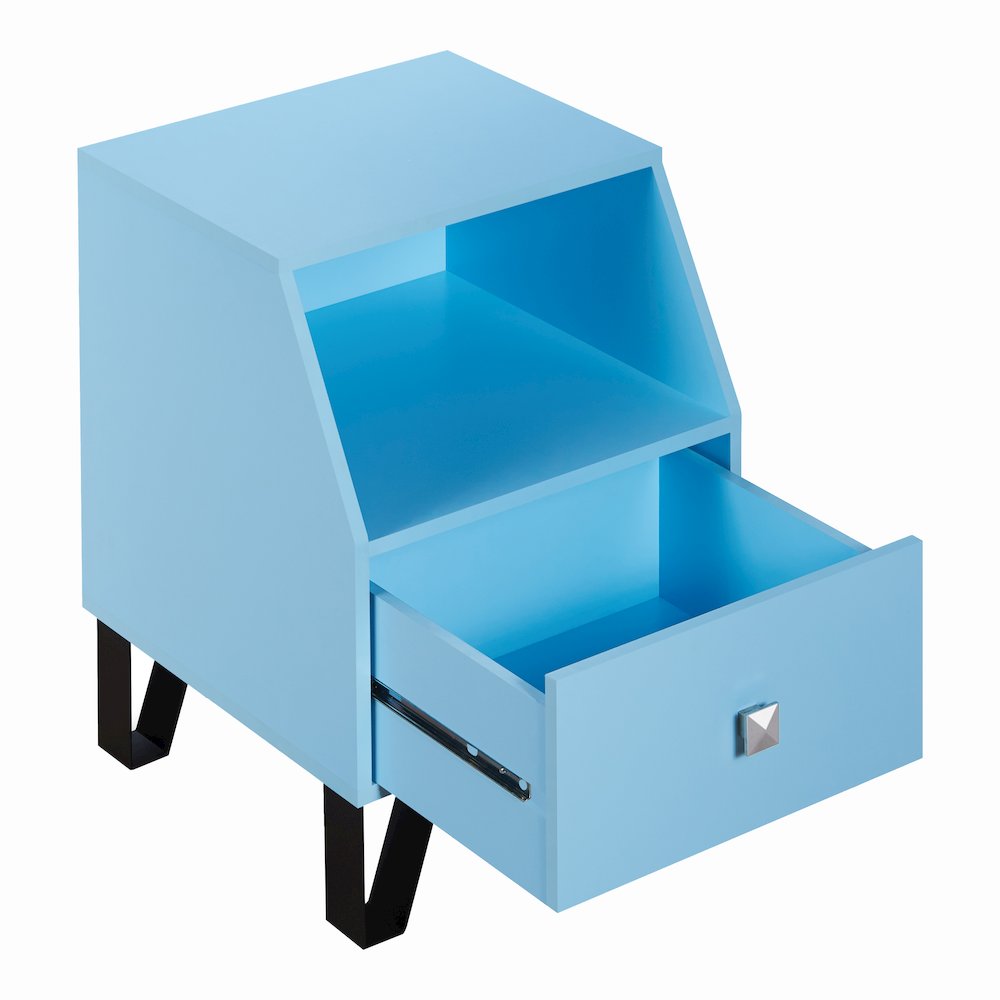 Jilah Modern Wood Storage End Table in Light Blue. Picture 2