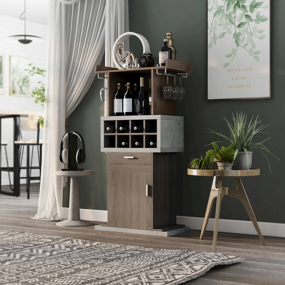 Orville Modern Wood Multi-Storage Buffet in Chestnut Brown. Picture 5