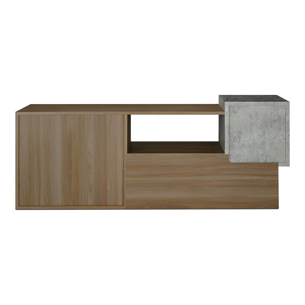 Mulle Contemporary 7-Shelf Geometric Bookcase, Honey Walnut. Picture 3