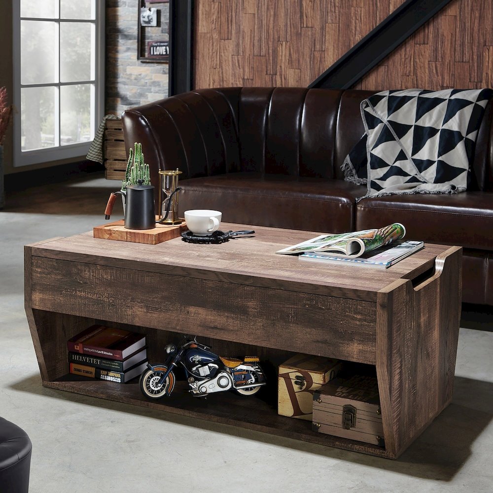 Edwards Wood Lift-Top Coffee Table in Reclaimed Oak. Picture 4