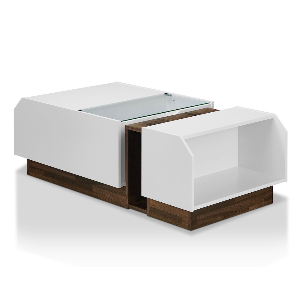 Plano Contemporary Wood Storage Coffee Table in White. Picture 1