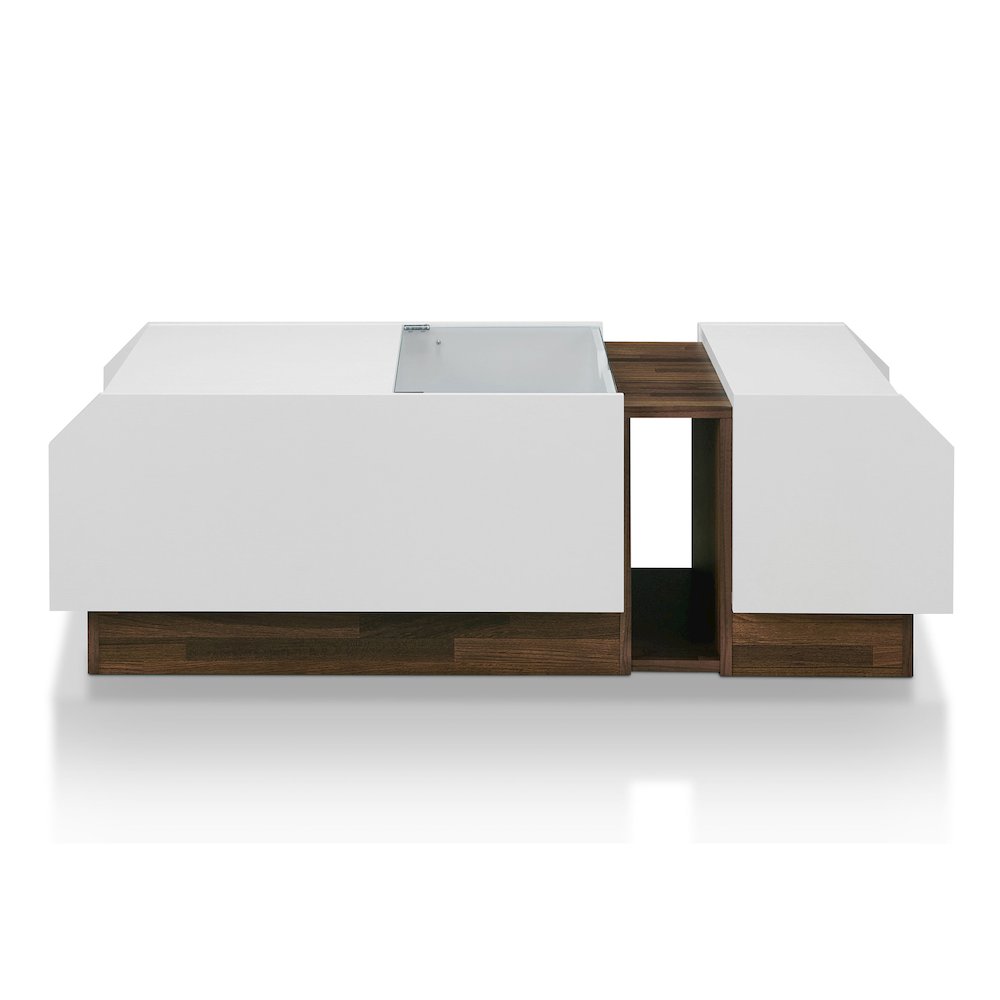 Plano Contemporary Wood Storage Coffee Table in White. Picture 2