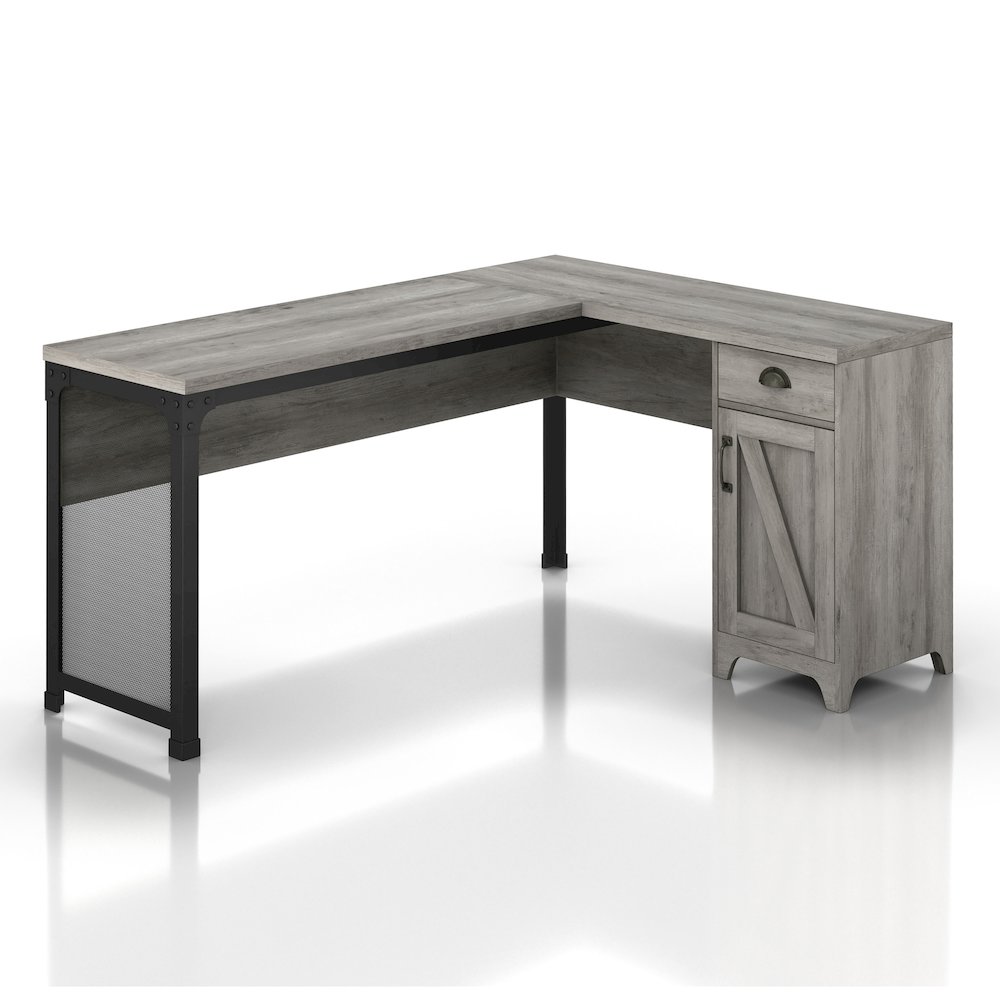 Willetts L-Shape Particle Board 1-Drawer Computer Desk with Storage. Picture 1