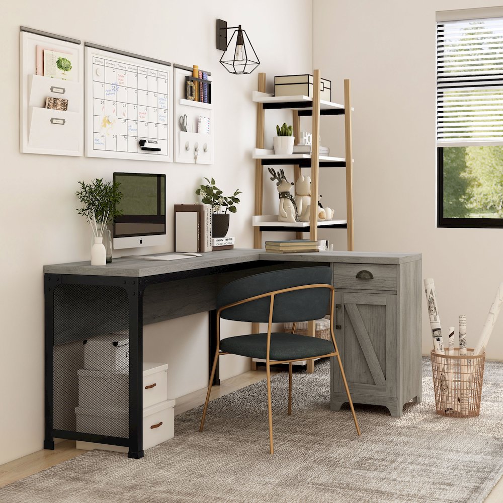 Willetts L-Shape Particle Board 1-Drawer Computer Desk with Storage. Picture 4