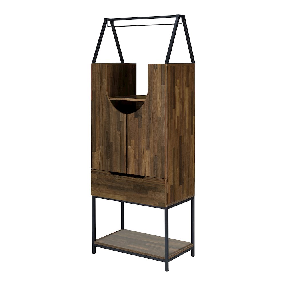 Robble Industrial Wood Wine Cabinet in Light Hickory Brown. Picture 1