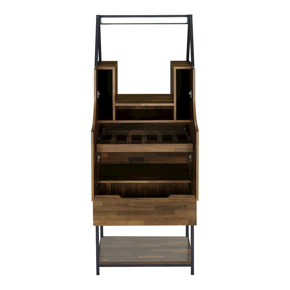 Robble Industrial Wood Wine Cabinet in Light Hickory Brown. Picture 3
