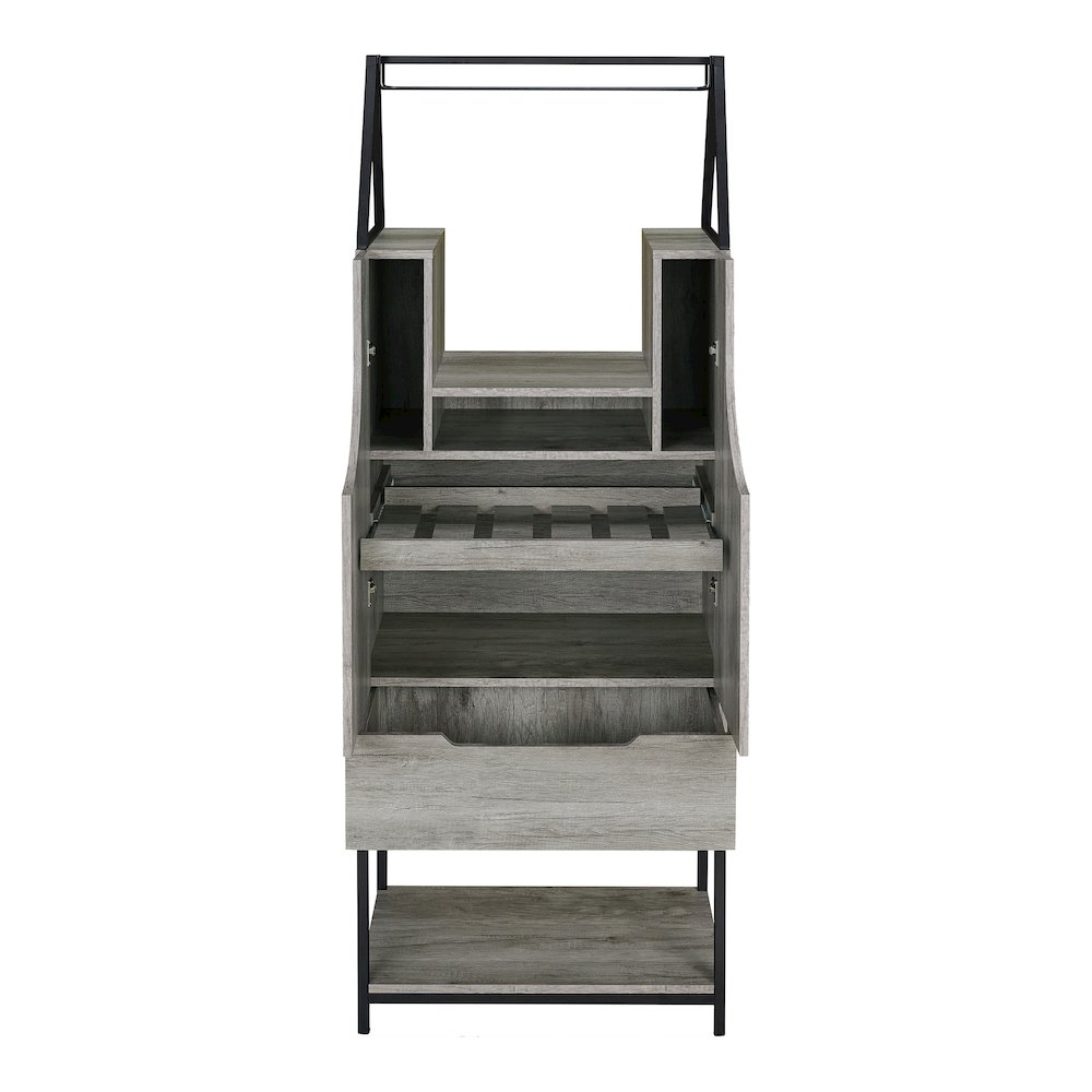Robble Industrial Wood Wine Cabinet in Vintage Gray Oak. Picture 3