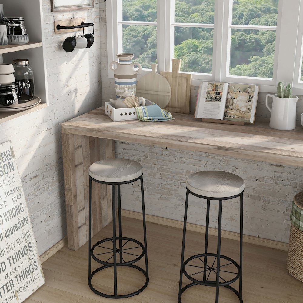 Cera Metal Bar Stool in Coaster White (Set of 2). Picture 4