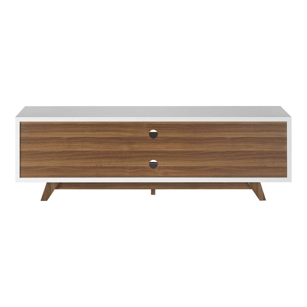 Neva 6-Shelf Wood 63" TV Stand with Sliding Door, White. Picture 2
