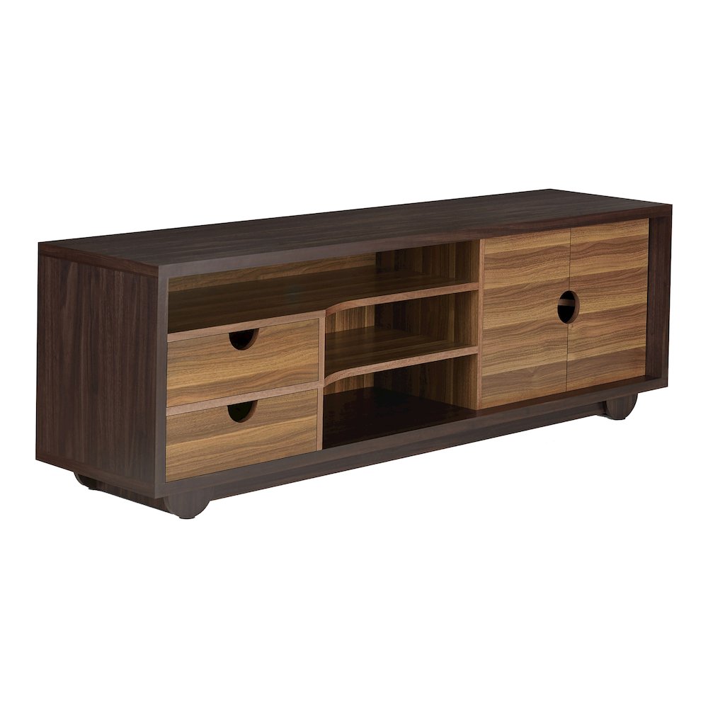 Evo Contemporary Wood 2-Drawer TV Stand in Brown Wenge. Picture 1