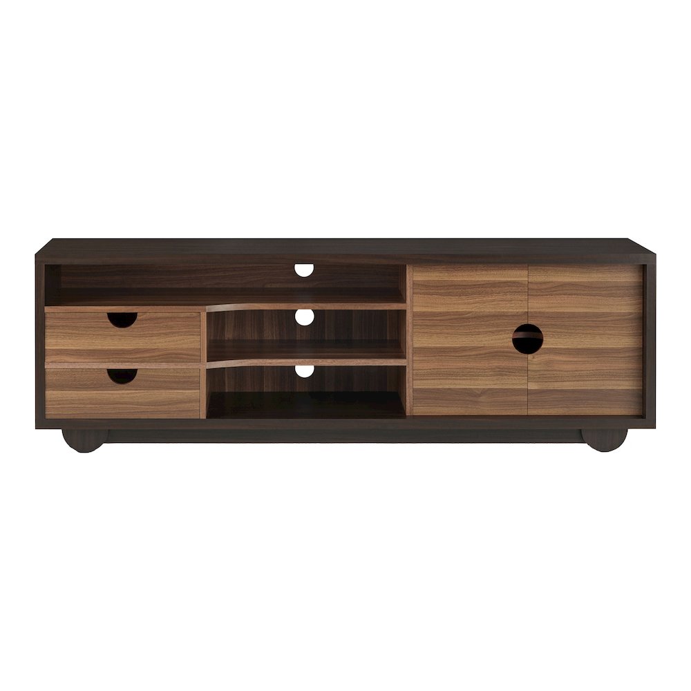 Evo Contemporary Wood 2-Drawer TV Stand in Brown Wenge. Picture 2