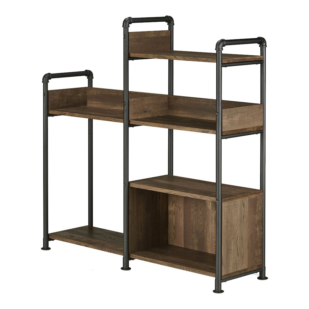 Gaile 6-Shelf Wood Adult Bookcase, Reclaimed Oak. Picture 1