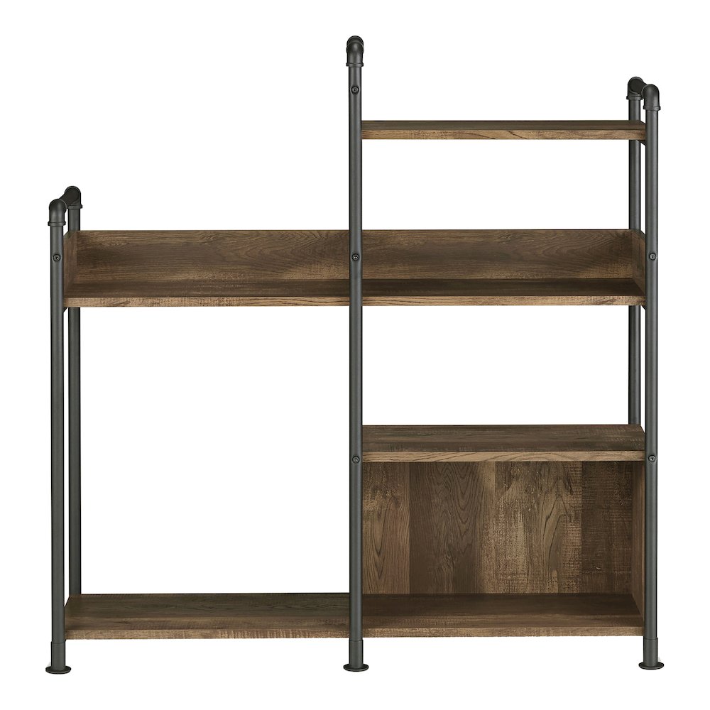 Gaile 6-Shelf Wood Adult Bookcase, Reclaimed Oak. Picture 3