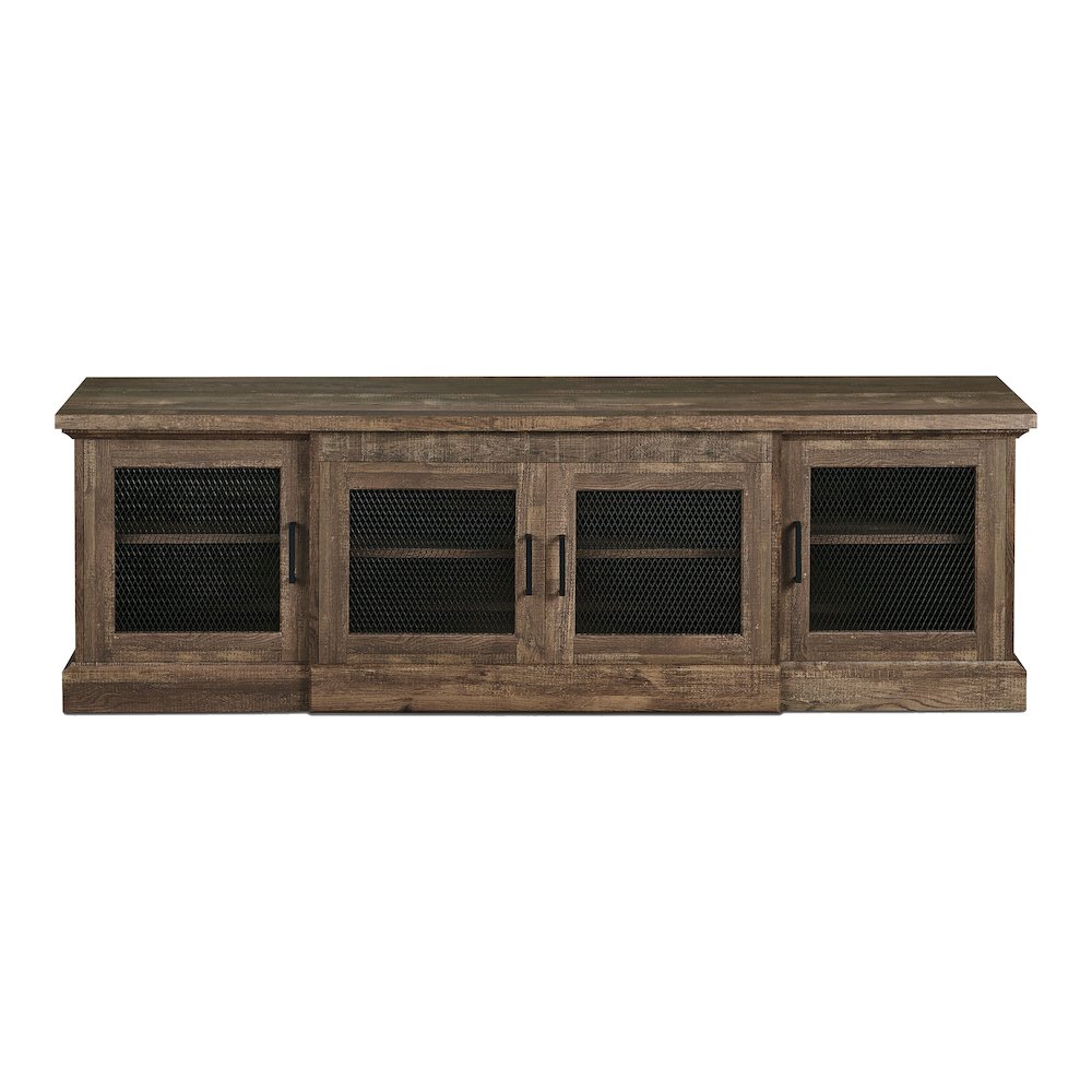 Einez Transitional Wood 6-Shelf TV Stand in Reclaimed Oak. Picture 2