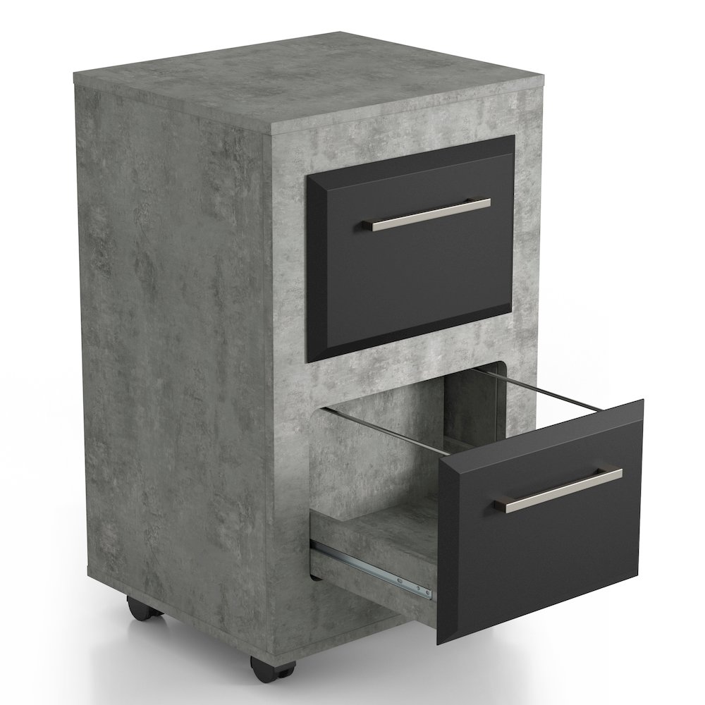 Kettering 2-Drawer Wood File Cabinet with Caster, Cement. Picture 2