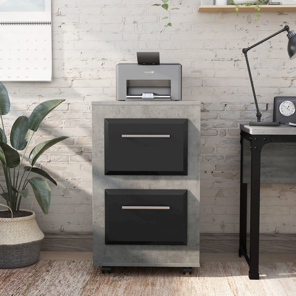 Kettering 2-Drawer Wood File Cabinet with Caster, Cement. Picture 5