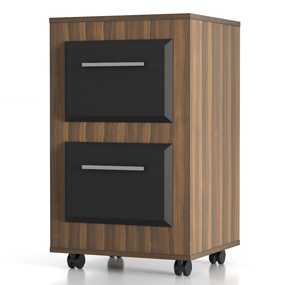Kettering 2-Drawer Wood File Cabinet with Caster, Light Walnut. Picture 1