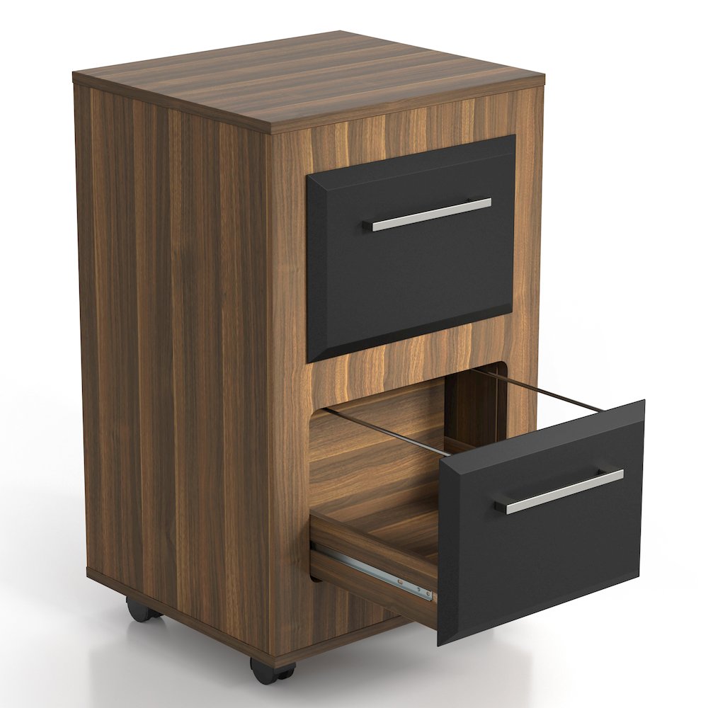 Kettering 2-Drawer Wood File Cabinet with Caster, Light Walnut. Picture 3