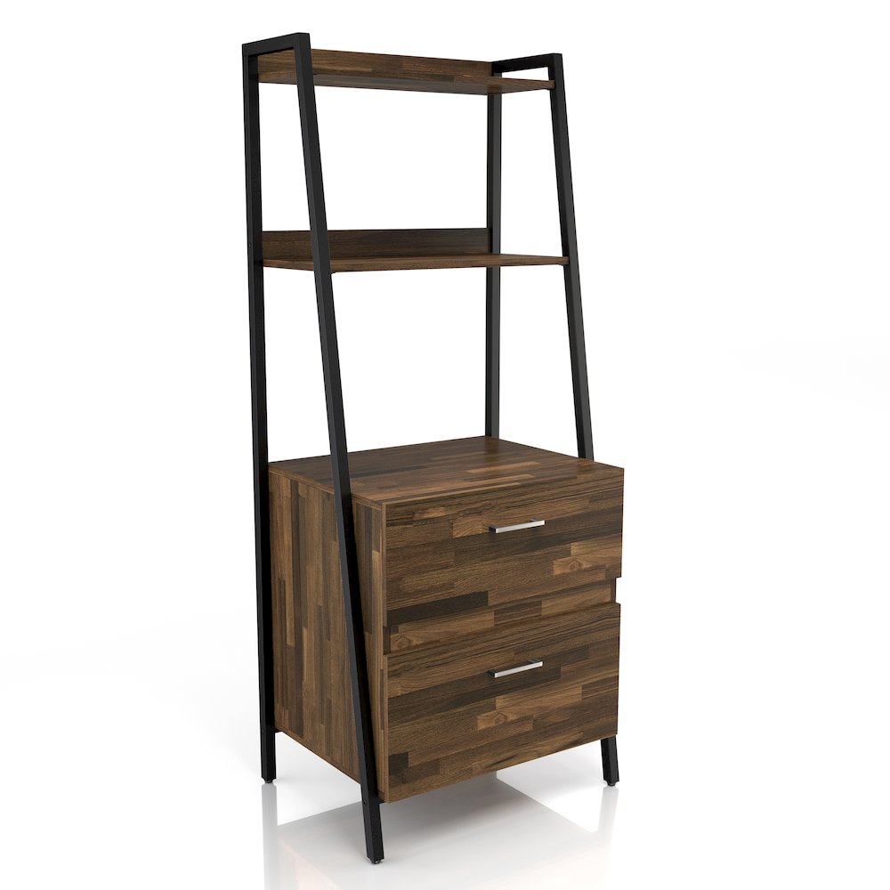 Elm Wood 1-Drawer File Cabinet in Light Brown Hickory. Picture 2