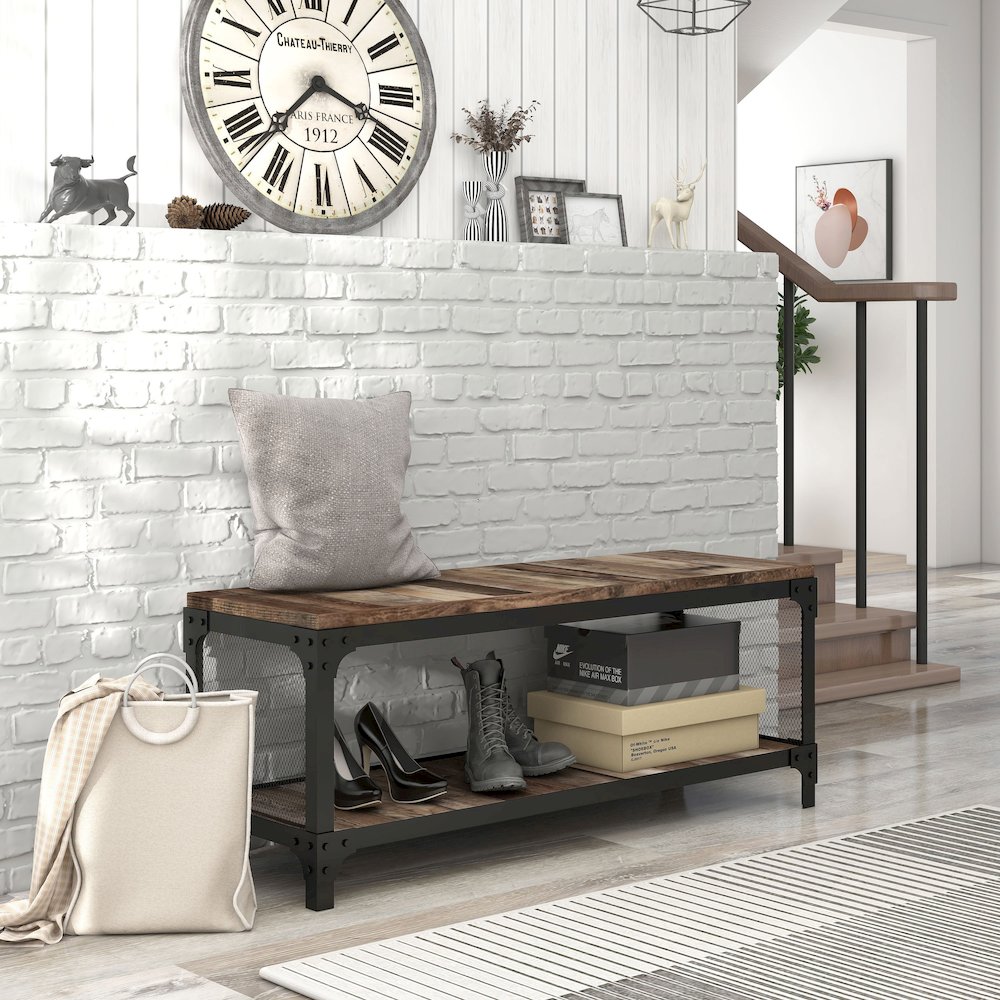 Musa Lower Storage Shelf Wood Bench. Picture 4