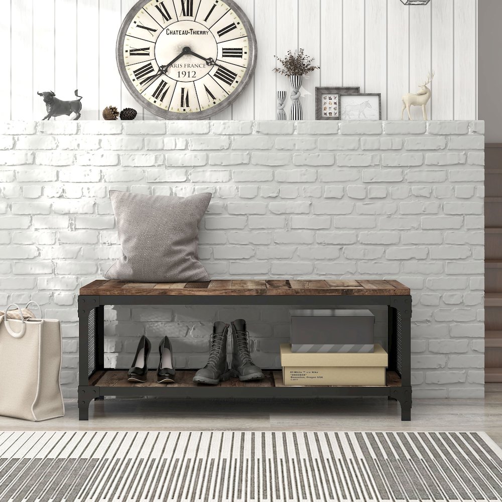 Musa Lower Storage Shelf Wood Bench. Picture 5