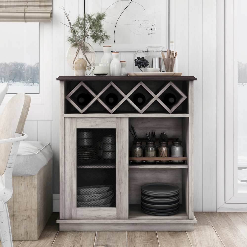 Wynot 4-Shelf Wood Buffet with Sliding Door. Picture 5