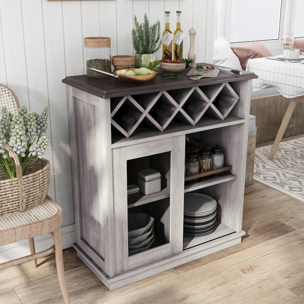 Wynot 4-Shelf Wood Buffet with Sliding Door. Picture 3