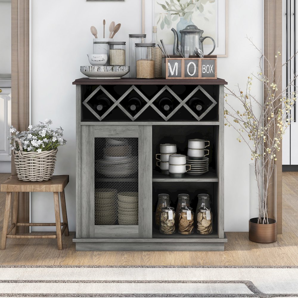 Wynot 4-Shelf Wood Buffet with Sliding Door. Picture 3