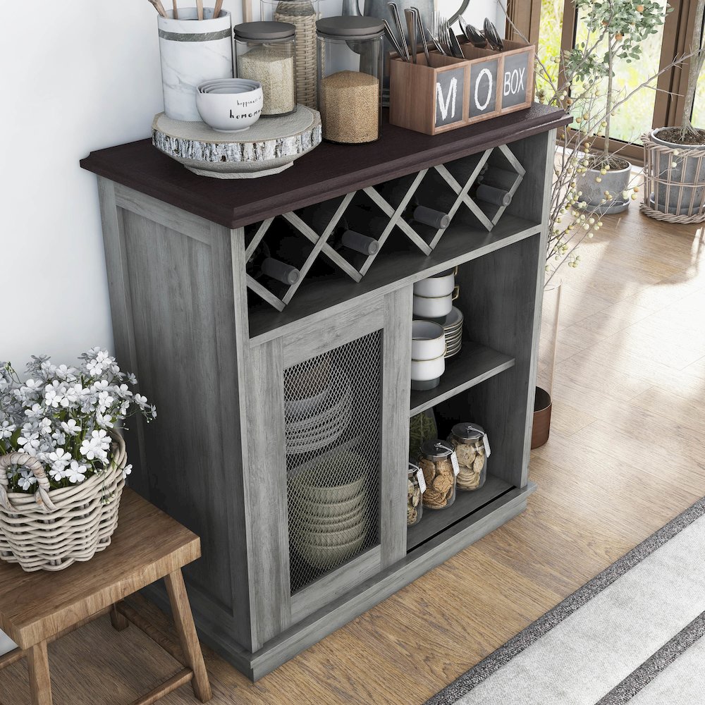 Wynot 4-Shelf Wood Buffet with Sliding Door. Picture 4