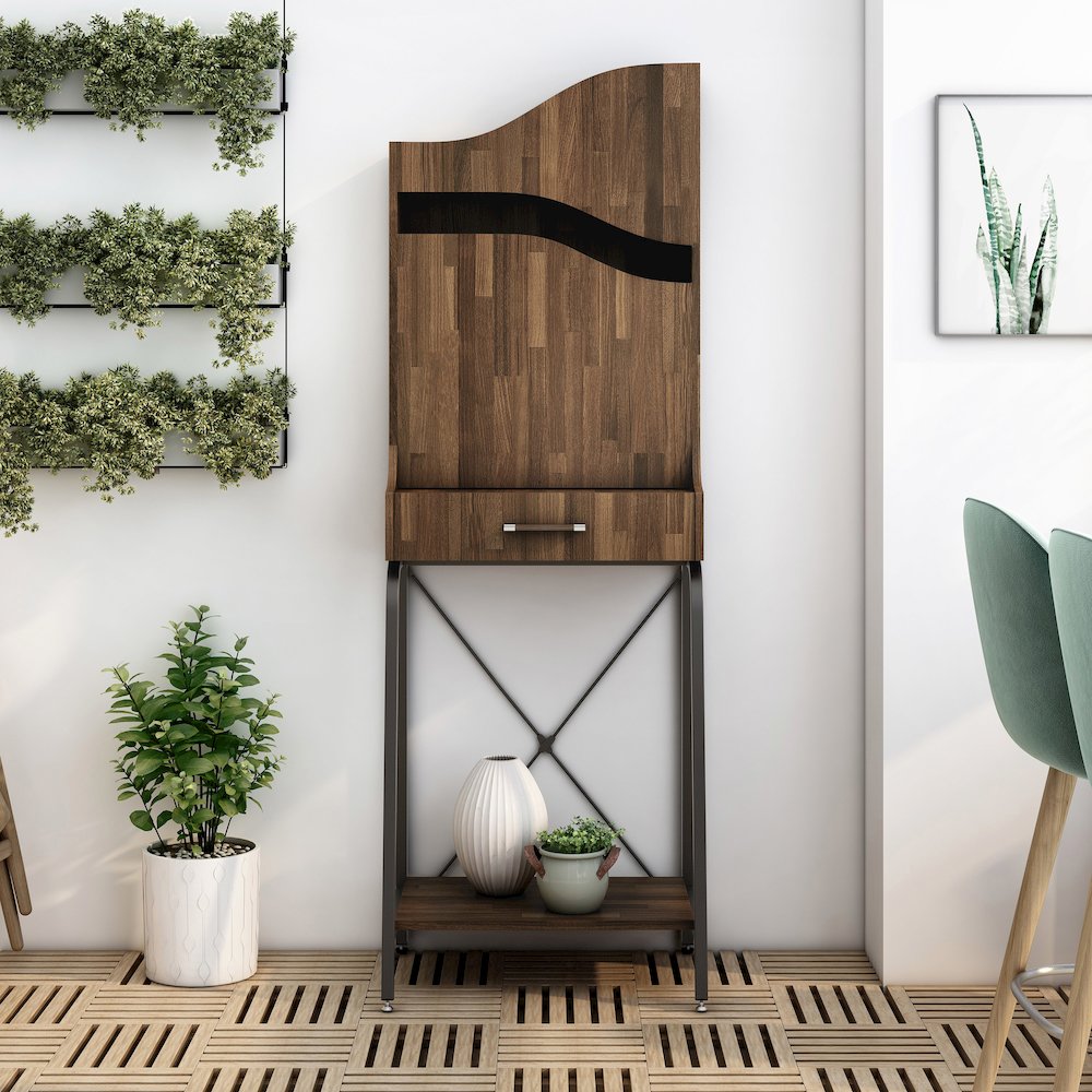 Jax Wood 2-Shelf Mini Bar in Light Hickory Brown. Picture 4