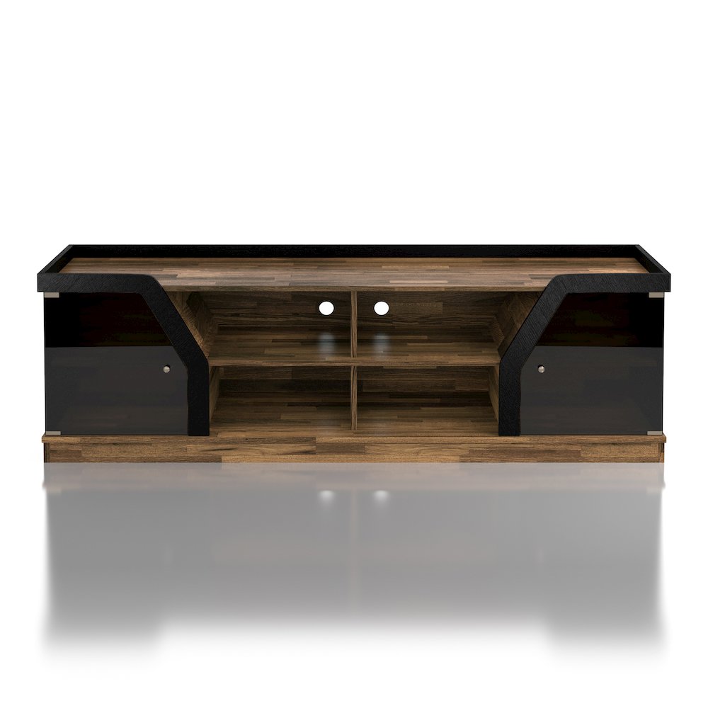 Mounthill 8-Shelf Wood 70" TV Stand with 2 Doors, Light Hickory. Picture 2