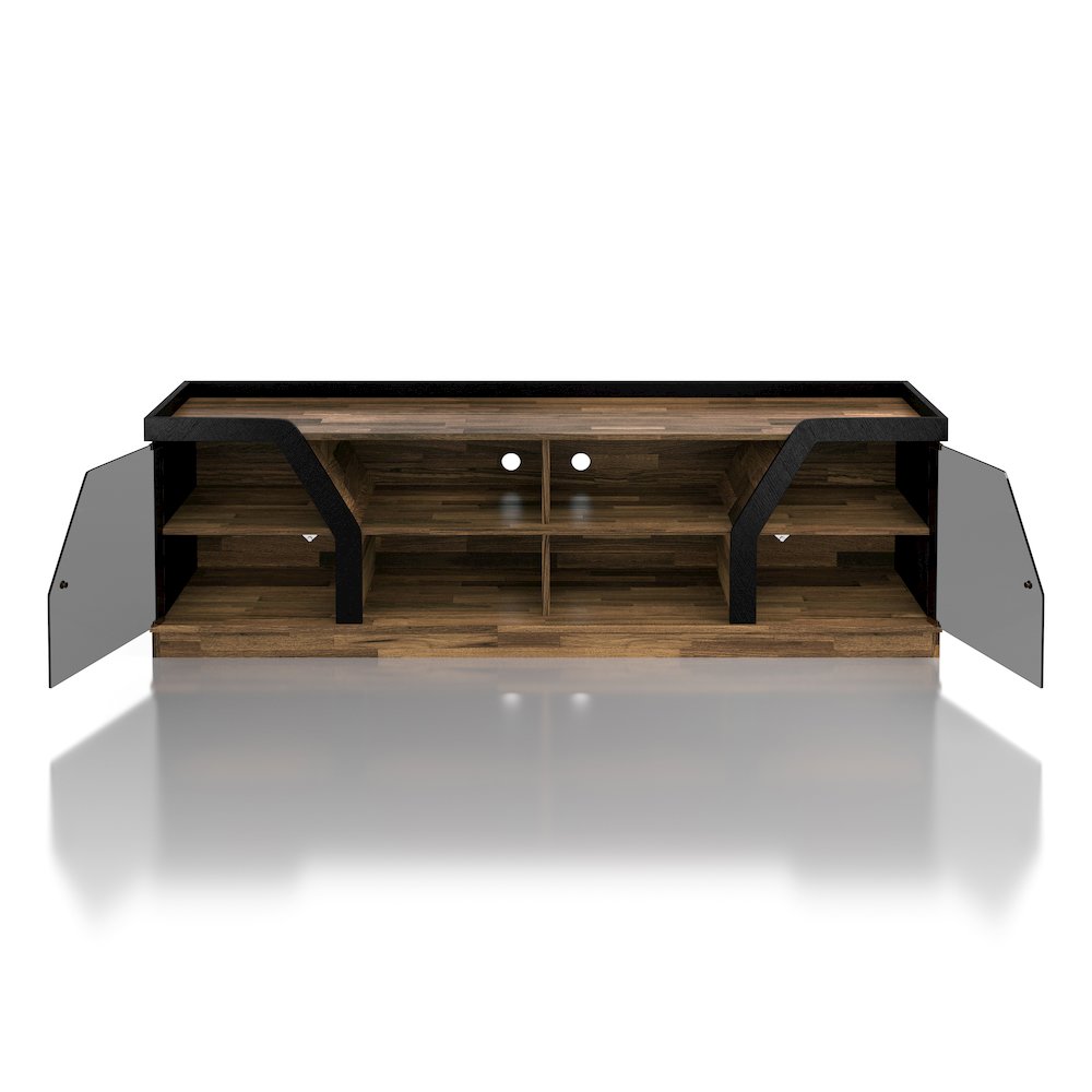 Mounthill 8-Shelf Wood 70" TV Stand with 2 Doors, Light Hickory. Picture 3