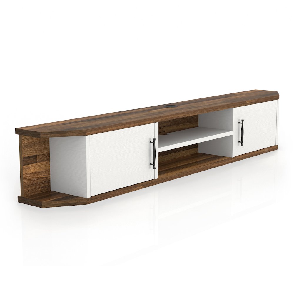 Thurles 2-Door Wood White Floating TV Console. Picture 1