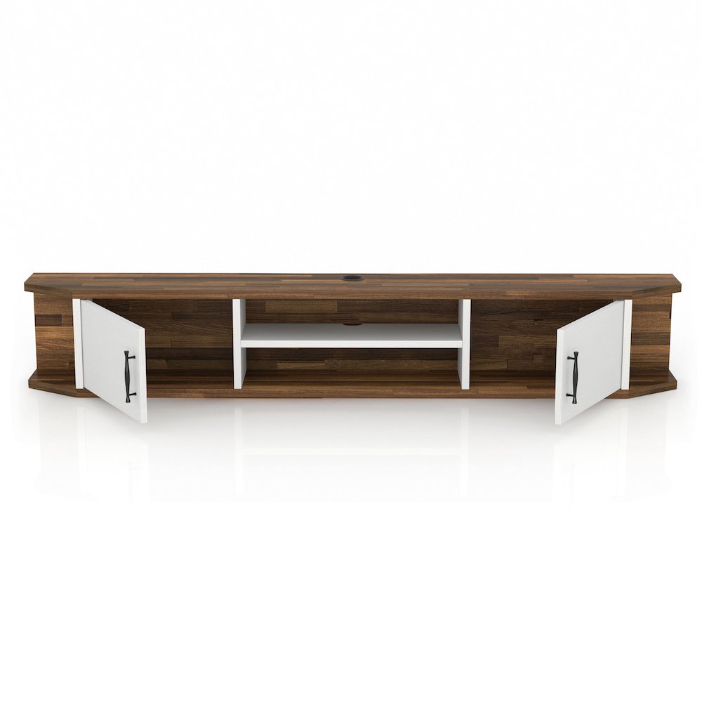 Thurles 2-Door Wood White Floating TV Console. Picture 3