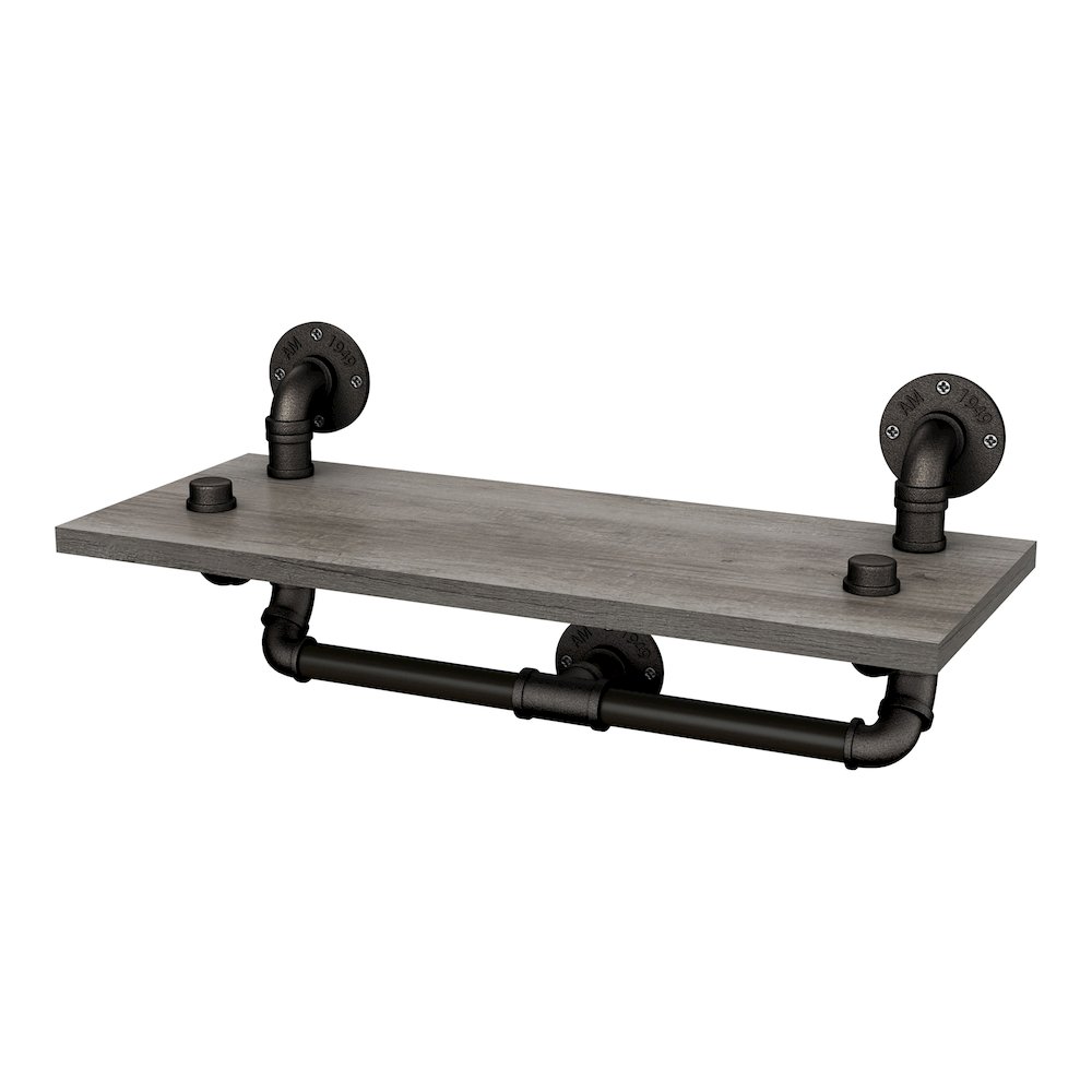 Gren Industrial Metal Floating Shelf in Gray and Black. Picture 1
