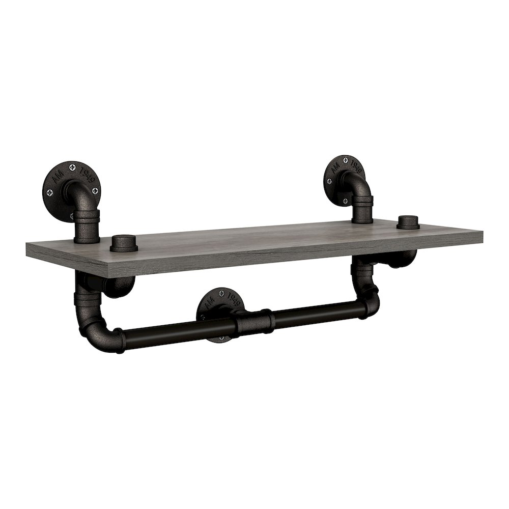 Gren Industrial Metal Floating Shelf in Gray and Black. Picture 2