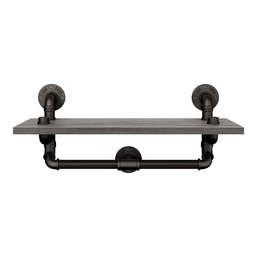 Gren Industrial Metal Floating Shelf in Gray and Black. Picture 3