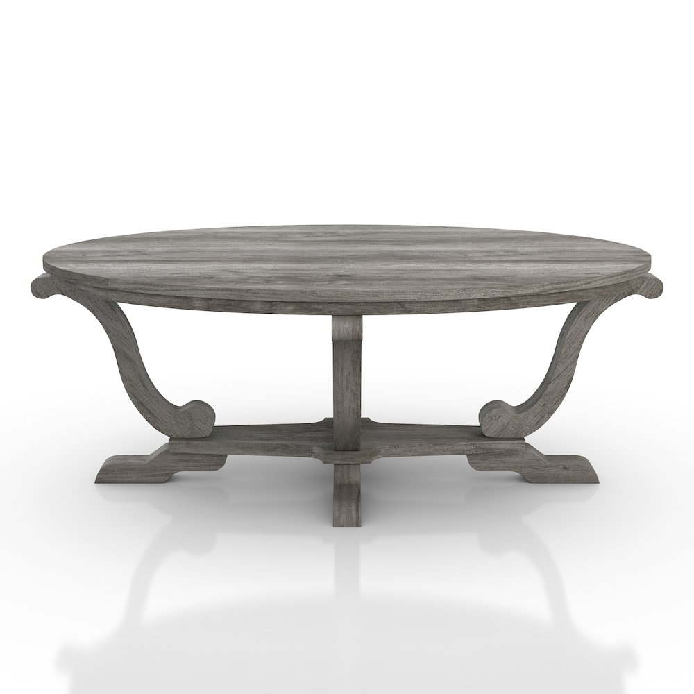 Draste Oval Wood Indoor Coffee Table, Vintage Gray Oak. Picture 1