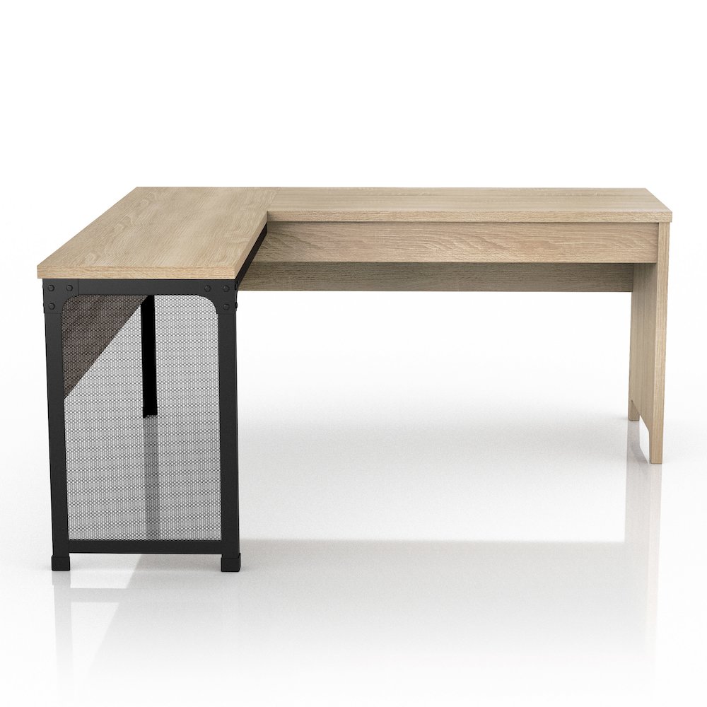 Froy Contemporary Wood L-Shape Desk in Natural Oak. Picture 2
