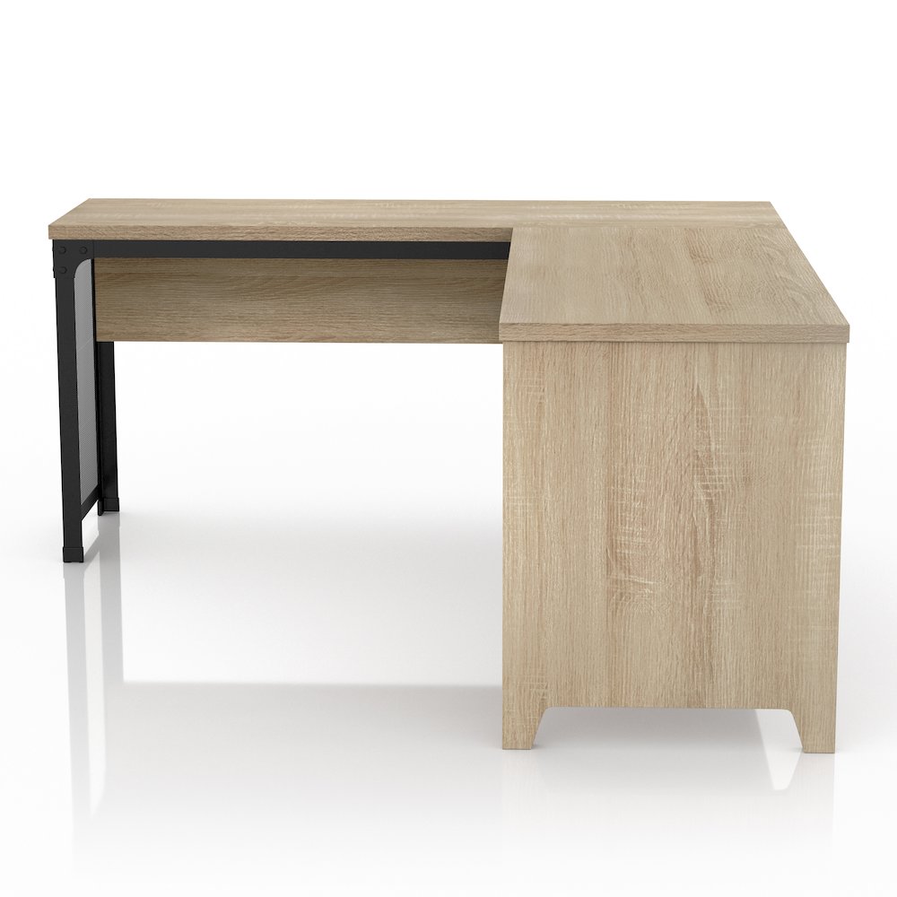 Froy Contemporary Wood L-Shape Desk in Natural Oak. Picture 3