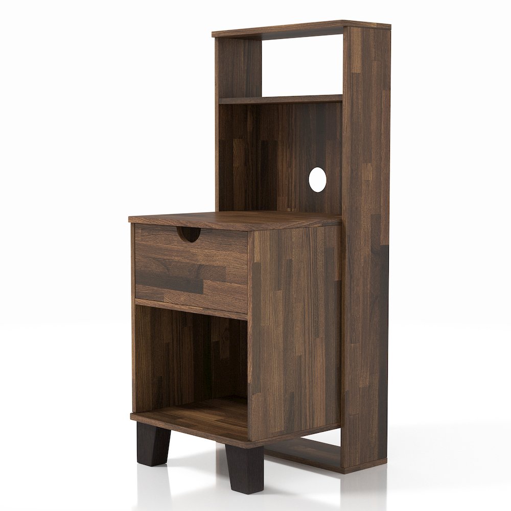 Armo 1-Drawer and 2-Shelf Wood Adult Nightstand. Picture 1