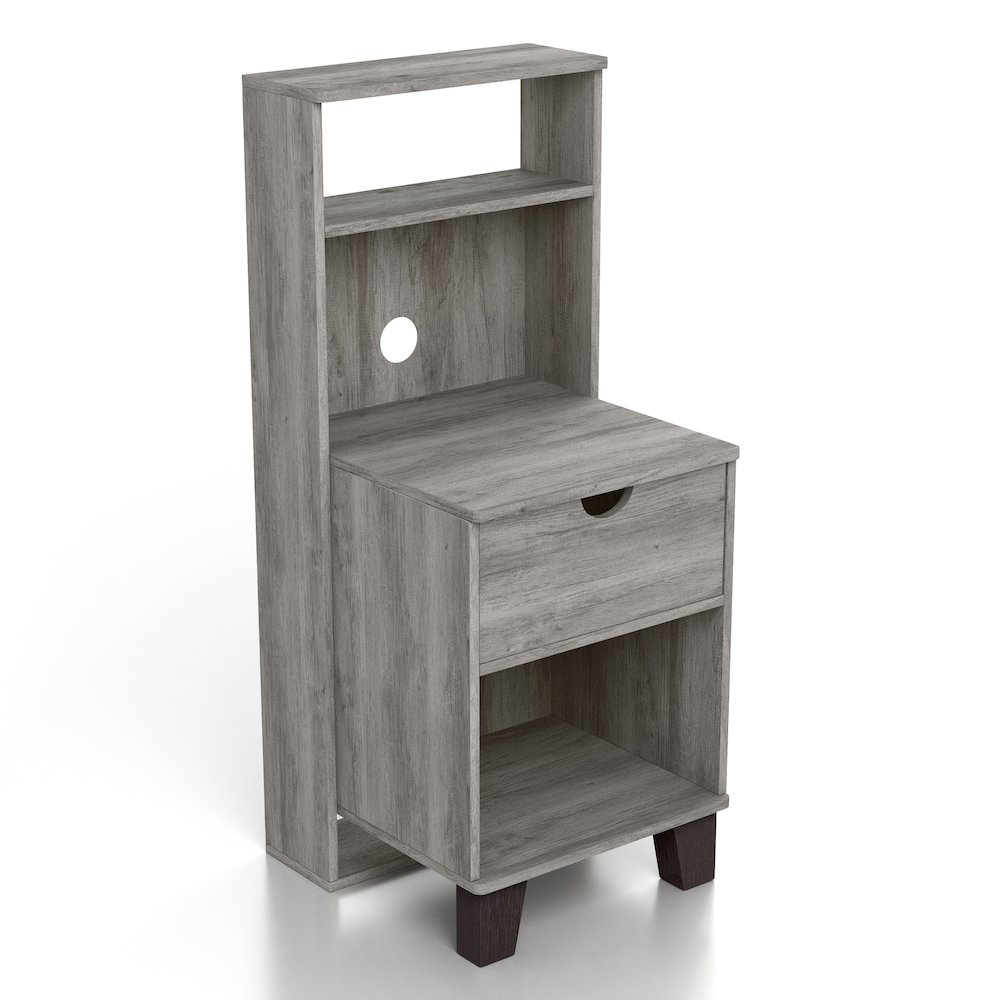 Armo 1-Drawer and 2-Shelf Wood Adult Nightstand. Picture 5