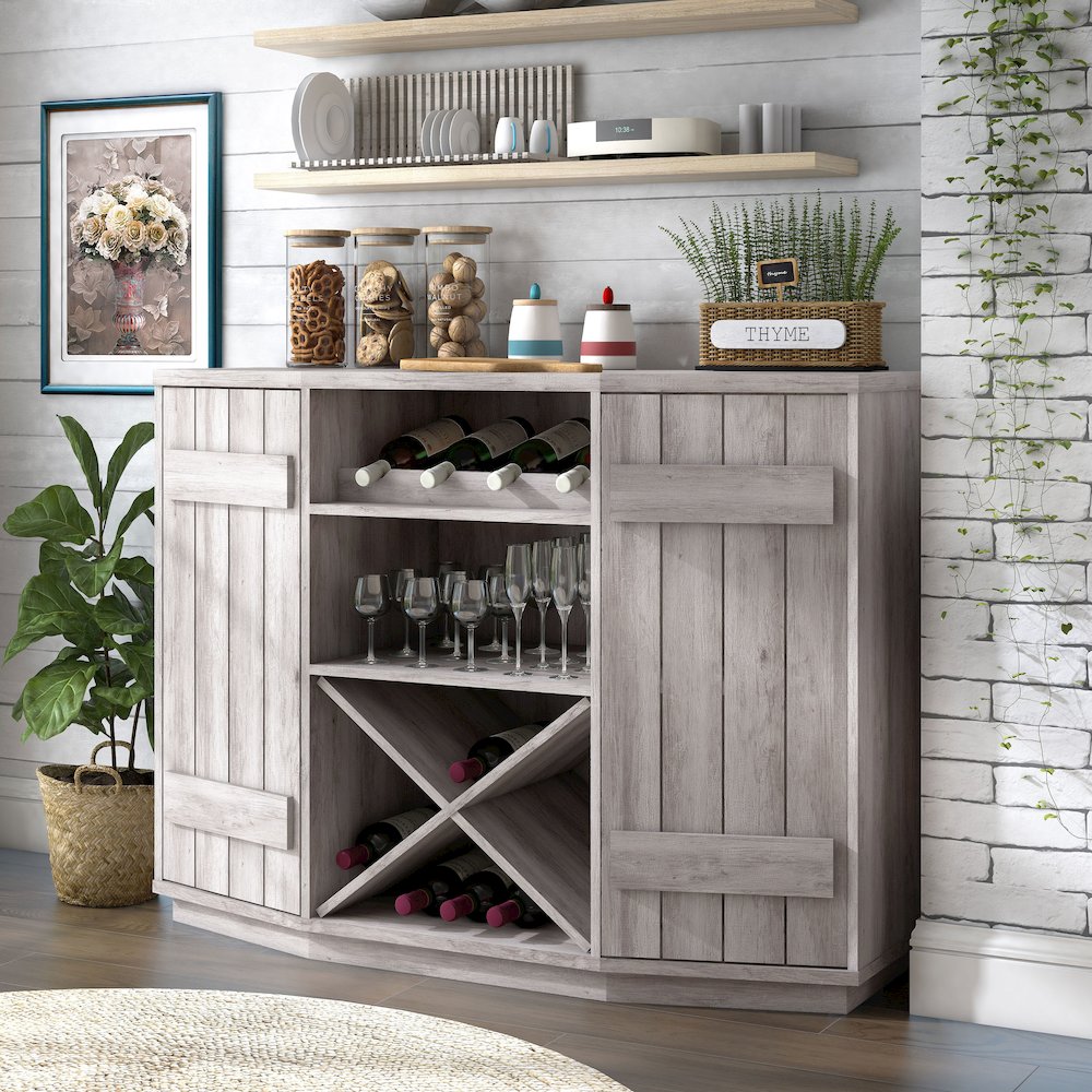 Hollins Multi-Storage Wood Buffet with Doors. Picture 4