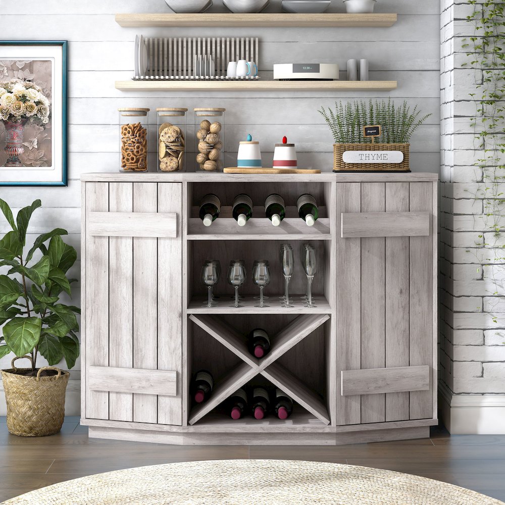 Hollins Multi-Storage Wood Buffet with Doors. Picture 5