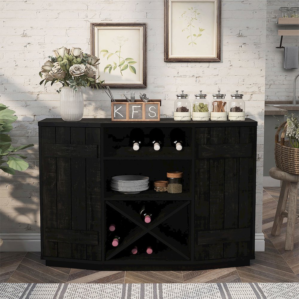 Hollins Multi-Storage Wood Buffet with Doors. Picture 3